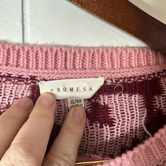 Promesa  Pink and Tan Leopard Print and Striped Women’s Sweater Size S/M - Picture 9 of 15